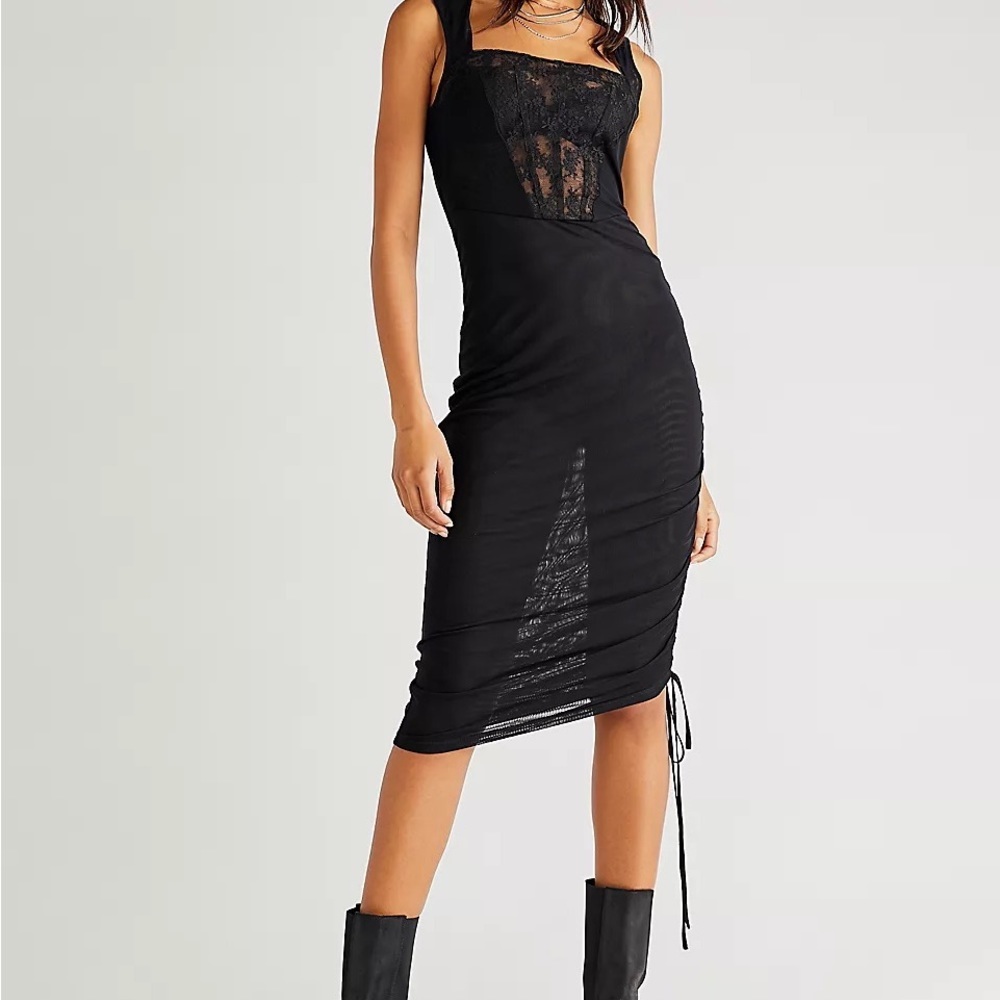 Free People Black Lace-Panel Maxi Dress
